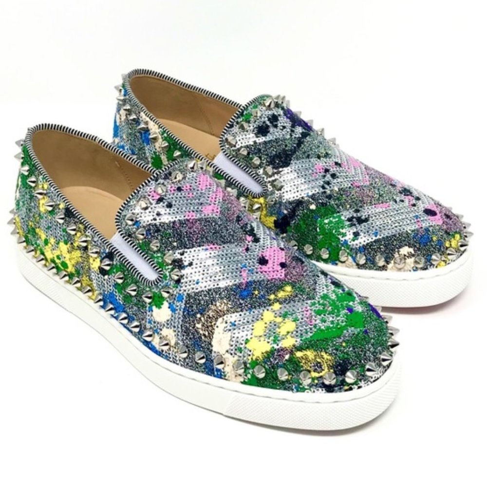 Christian Louboutin Blue Silver Sneakers Urban Style - Picture 10 of 15